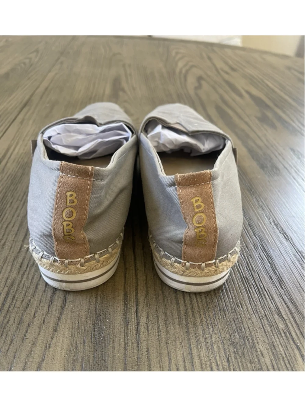 BOBS Memory Foam Women's 8M Gray Canvas Espadrille Slip-On Flats Comfort